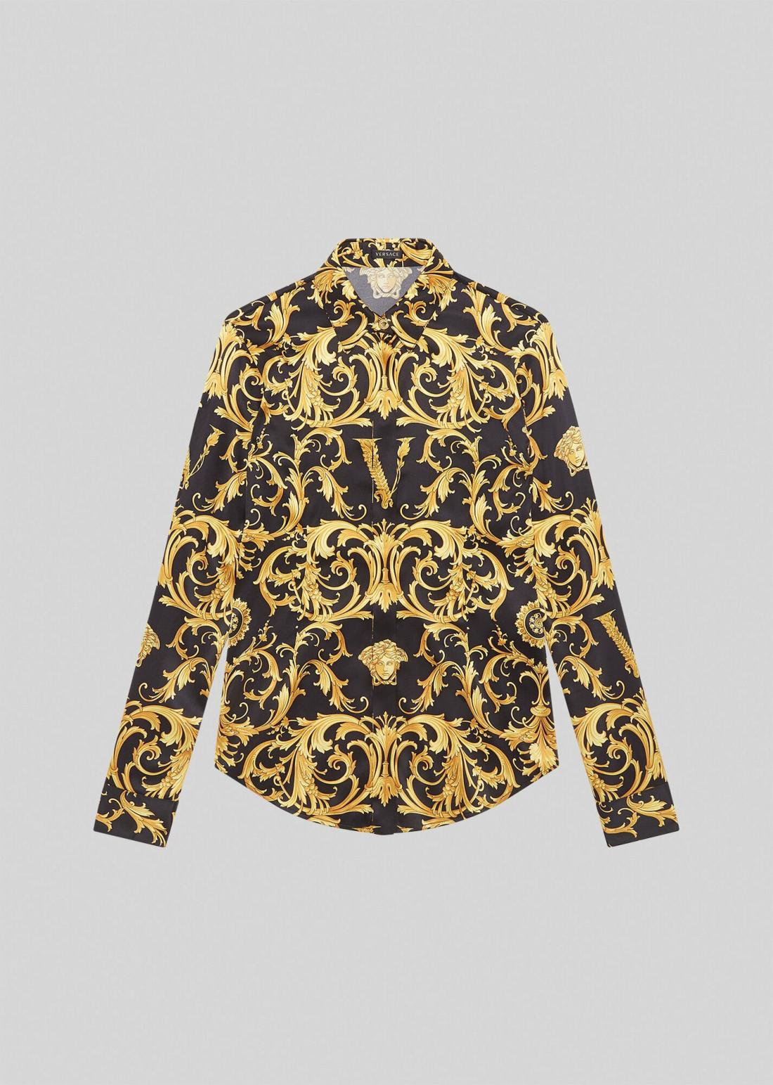 Camisas y Blusas Mujer | Versace Camisa de seda con el V Barroco Napolart