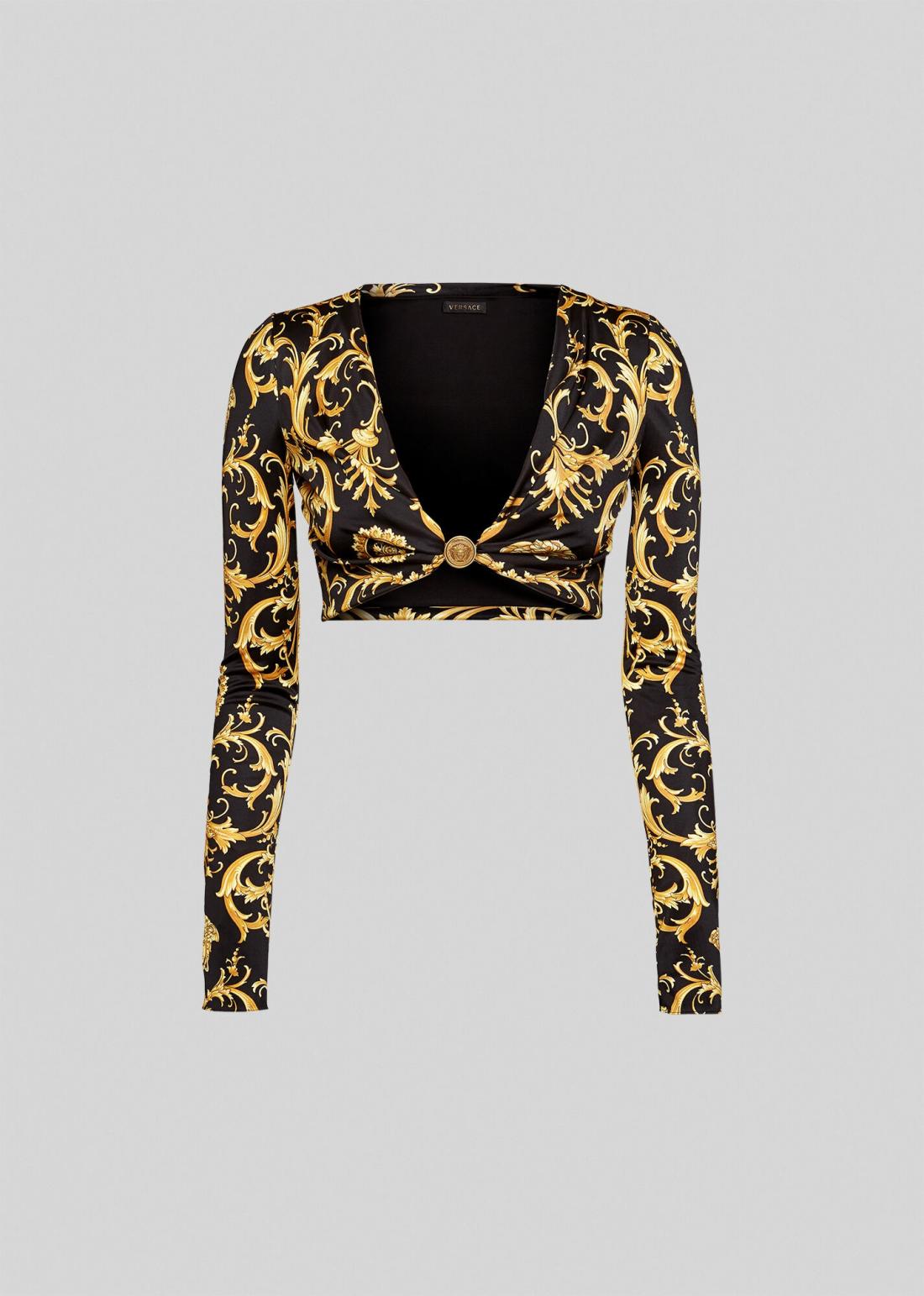 Comorama Honesto Color de malva Camisas y Blusas Mujer | Versace Top corto con estampado V Barroco  estampado — Napolart